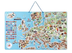 Magnetická mapa EURÓPY a spoločenská hra, 3 v 1 , v angličtine